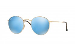 Ray-Ban Round Flat Lenses Blue Flash (RB3447N 001/9O 47mm) saules brilles